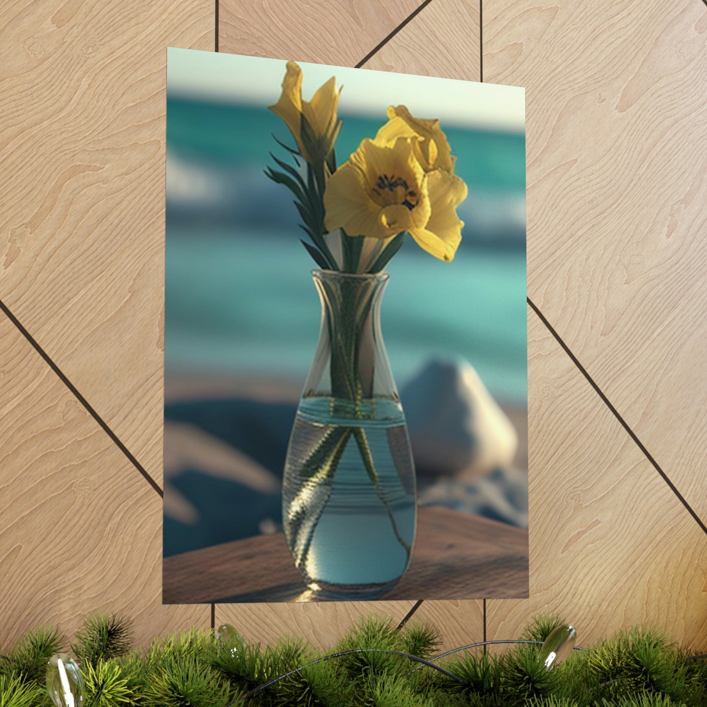 Premium Matte Vertical Posters Yellow Gladiolus glass 4