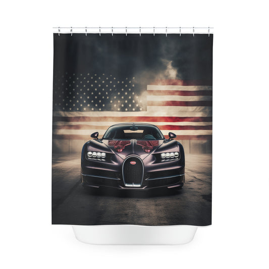 Polyester Shower Curtain American Flag Background Bugatti 2