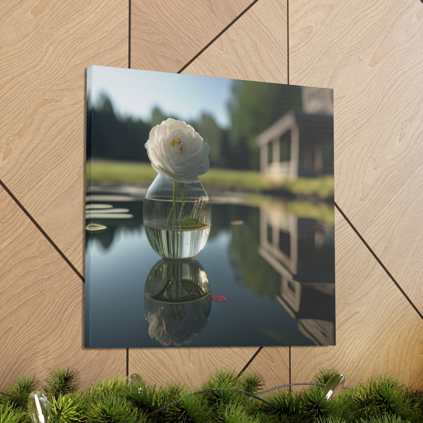 Canvas Gallery Wraps White Peony glass vase 1