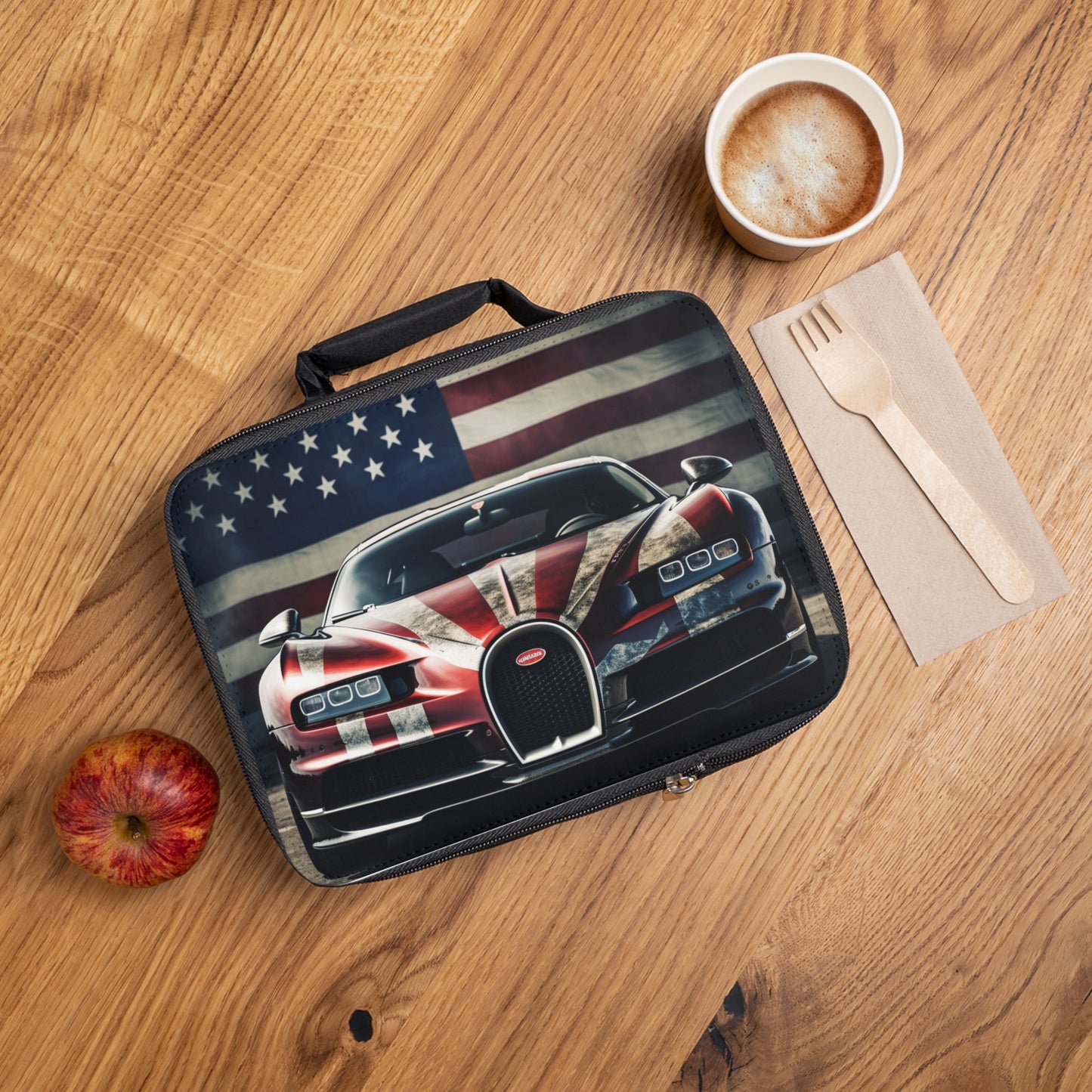 Lunch Bag American Flag Background Bugatti 3
