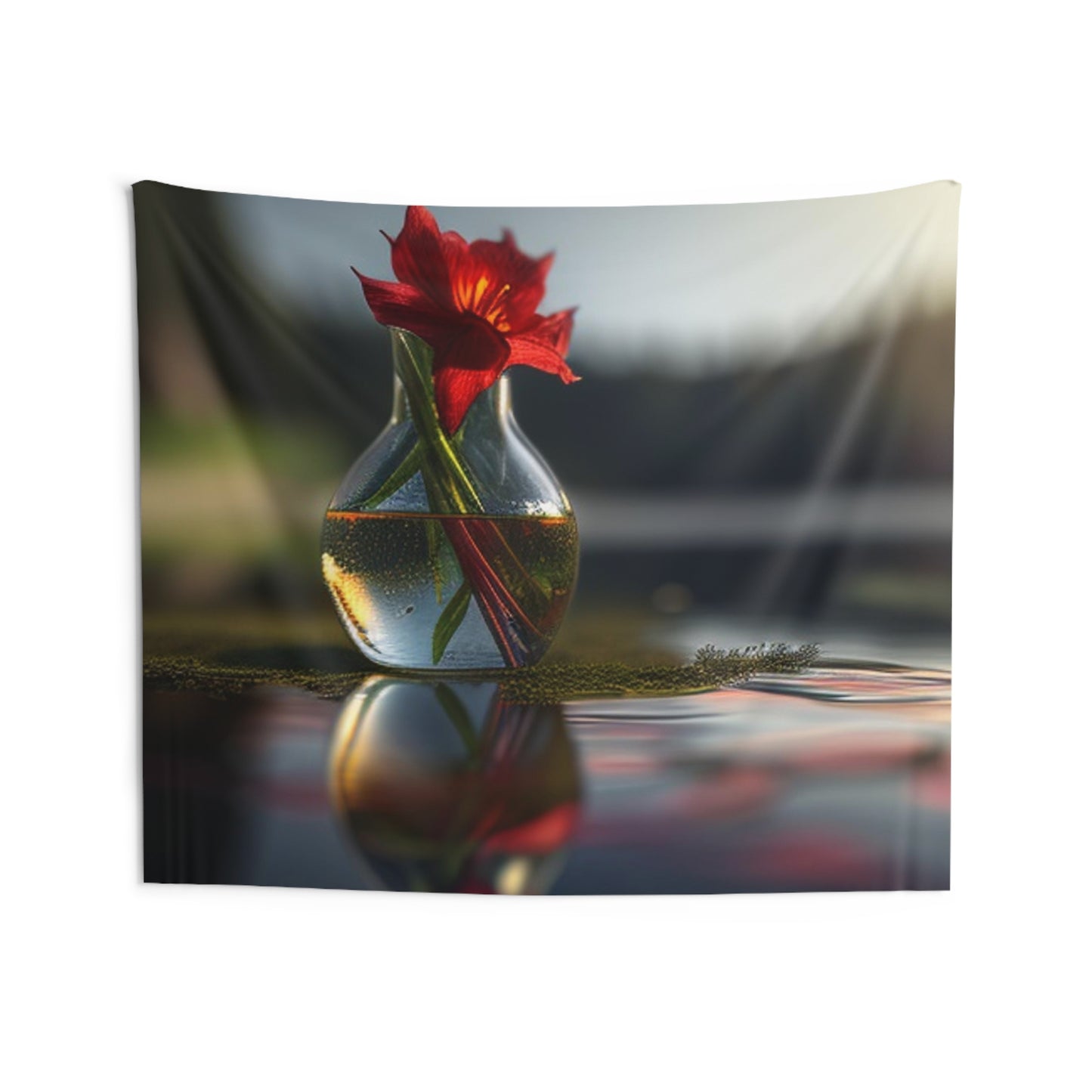 Indoor Wall Tapestries Red Lily in a Glass vase 3
