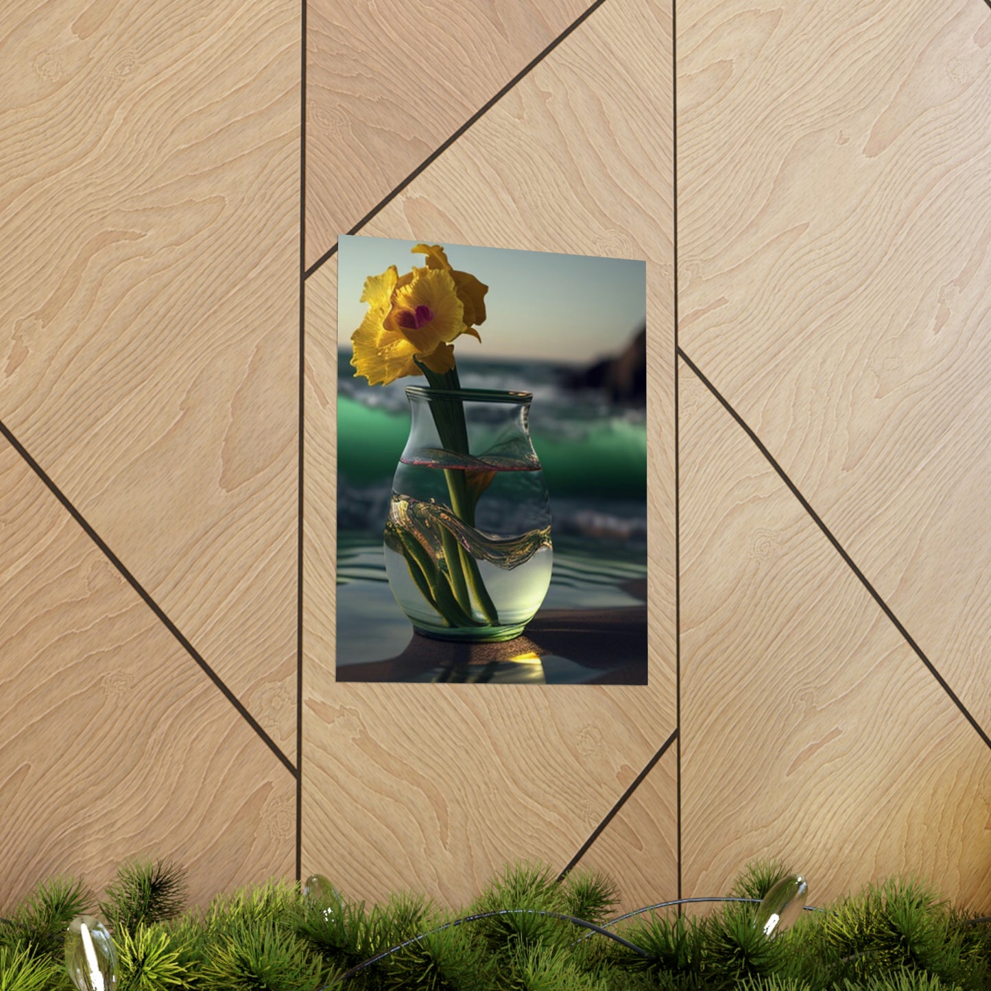 Premium Matte Vertical Posters Yellow Gladiolus glass 1