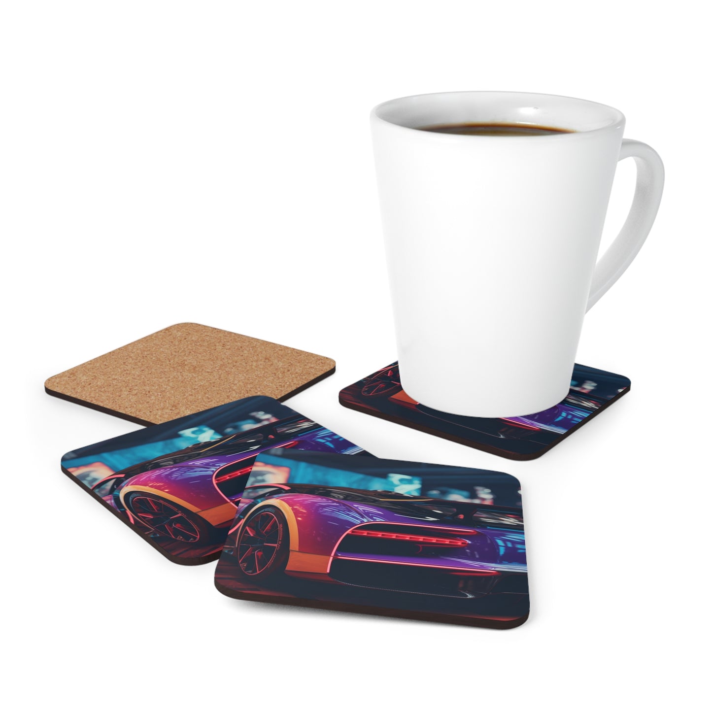 Corkwood Coaster Set Hyper Bugatti Neon Chiron 3