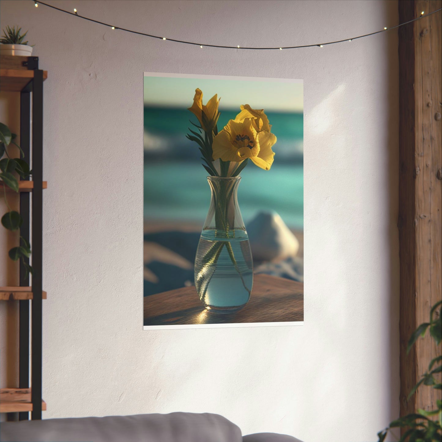 Premium Matte Vertical Posters Yellow Gladiolus glass 4