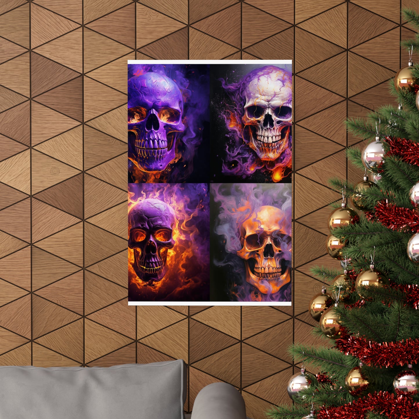 Premium Matte Vertical Posters Skull Flames 5