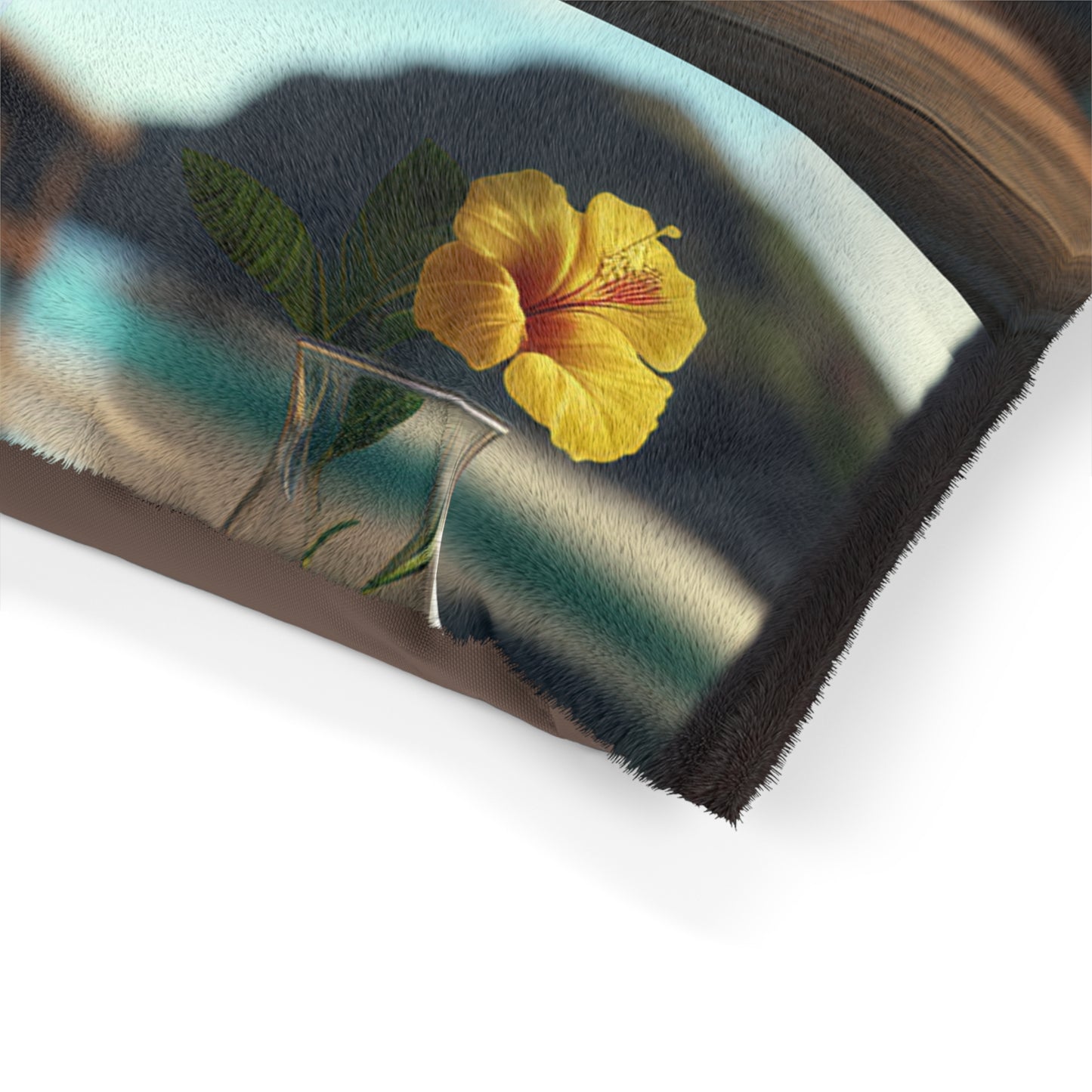 Pet Bed Yellow Hibiscus Wood 5