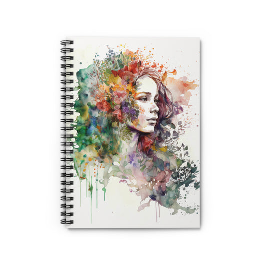 Spiral Notebook - Ruled Line Mother Nature Bright Spring Colors Realistic Watercolor 3