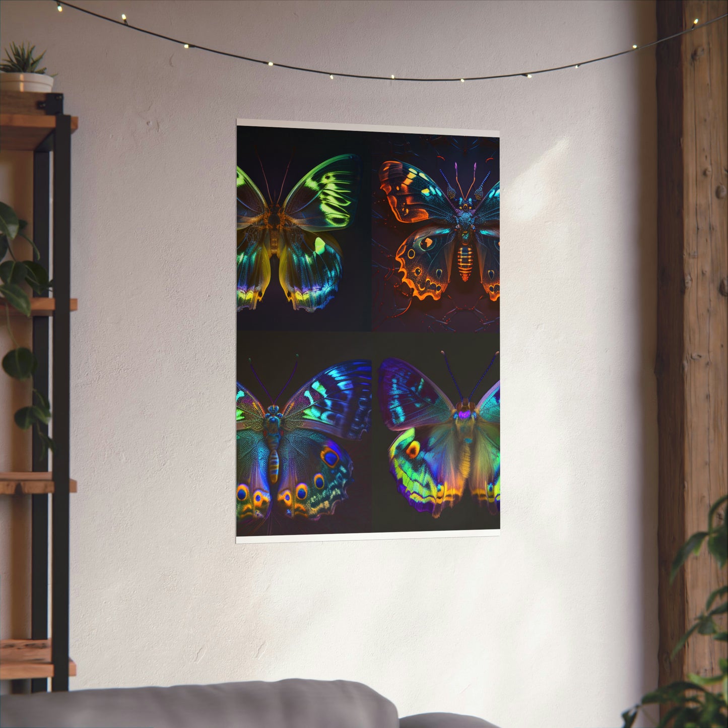 Premium Matte Vertical Posters Neon Hue Butterfly 5