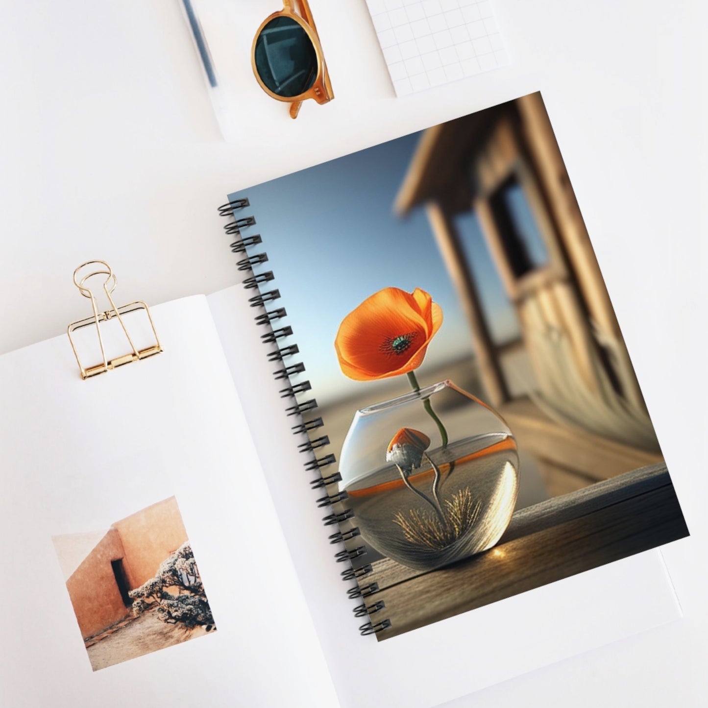 Spiral Notebook - Ruled Line Orange Poppy in a Vase 1