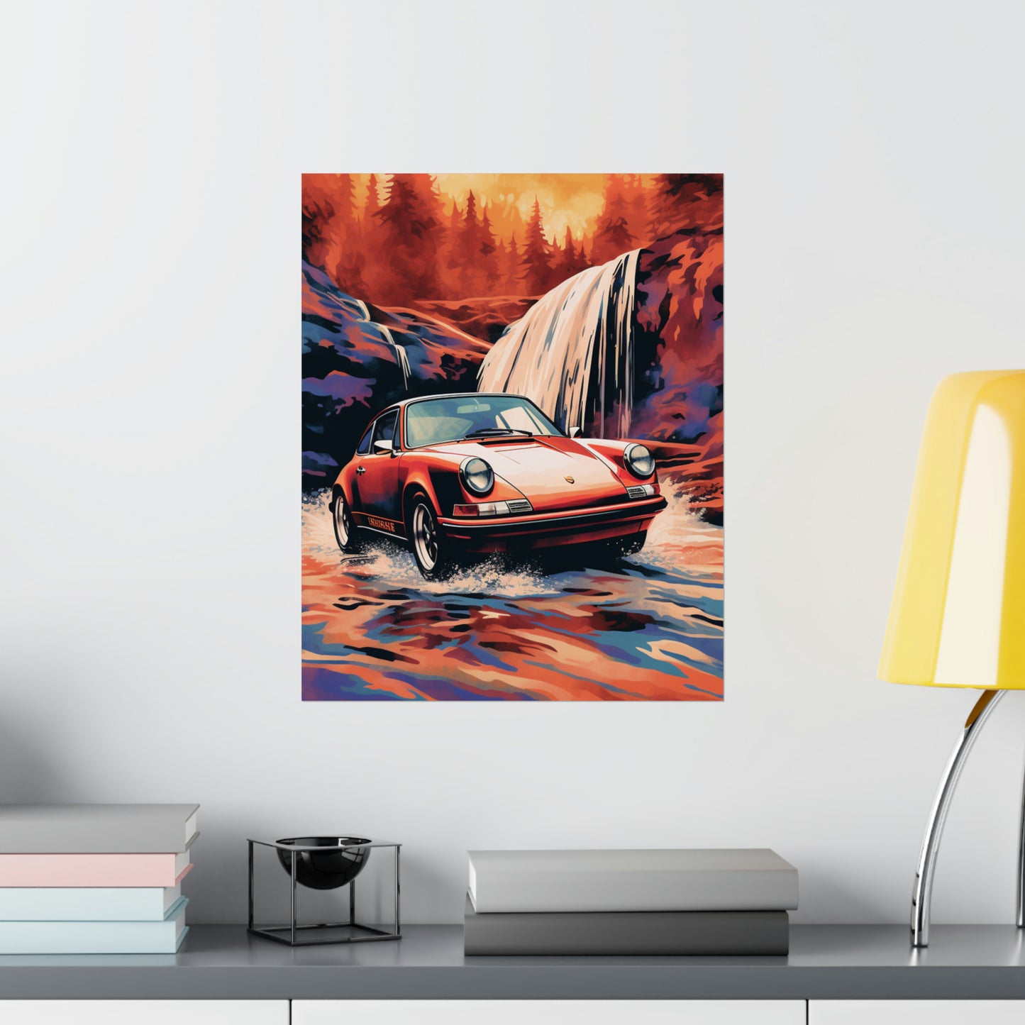 Premium Matte Vertical Posters American Flag Porsche Abstract 4