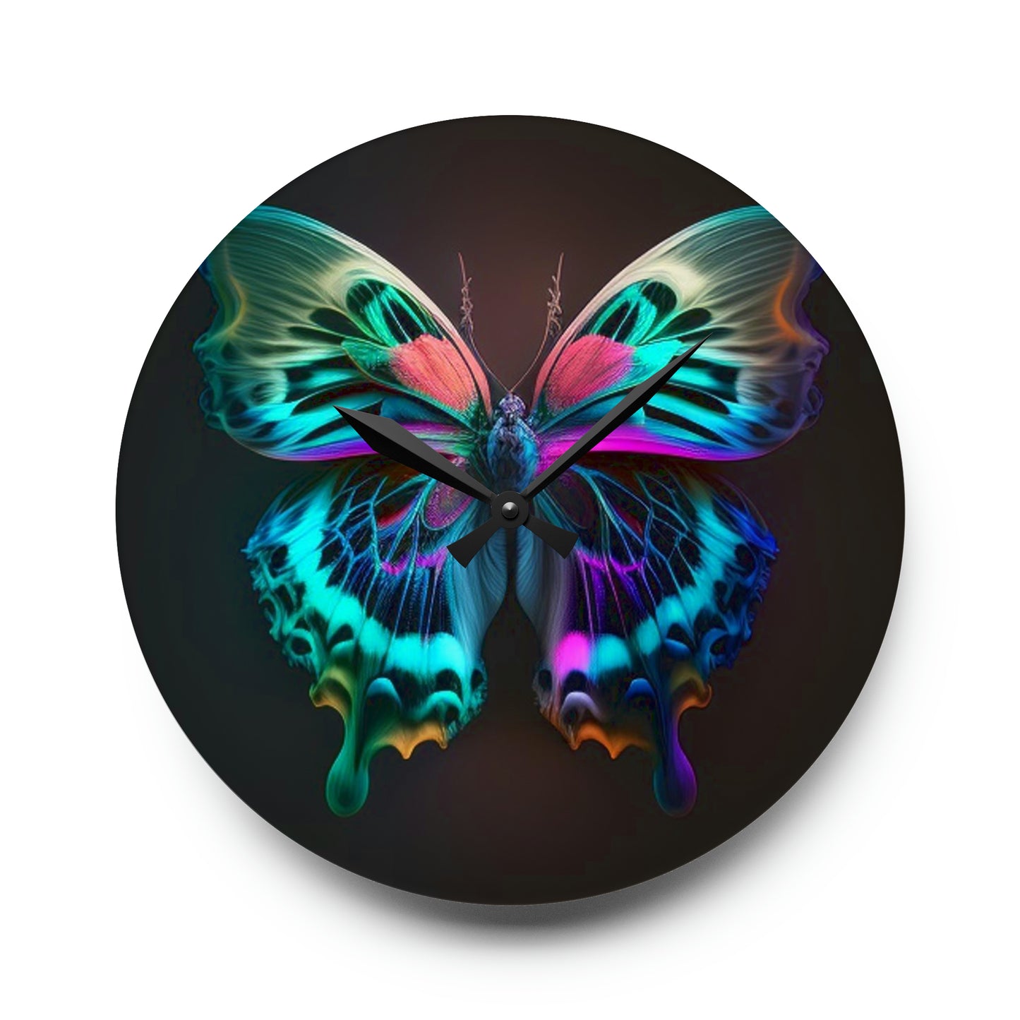 Acrylic Wall Clock Neon Butterfly Fusion 1