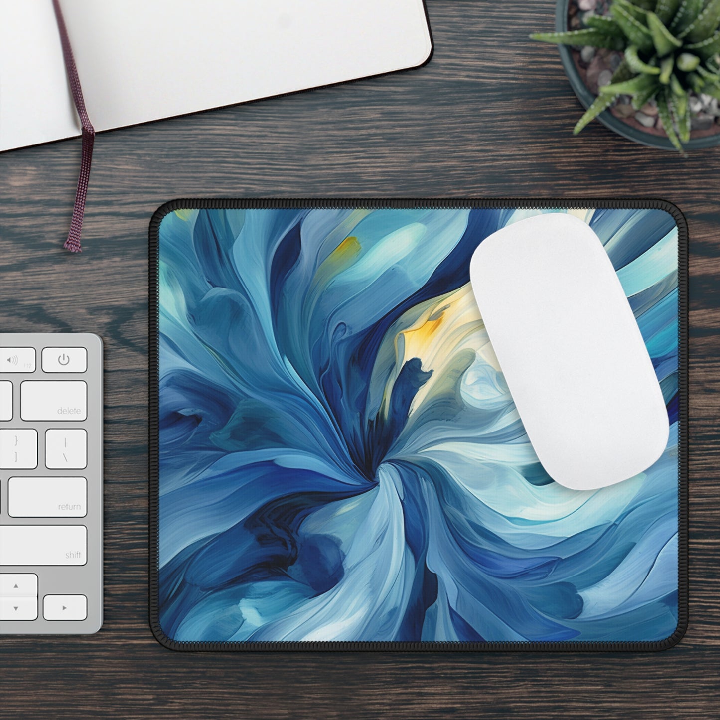 Gaming Mouse Pad  Blue Tluip Abstract 4