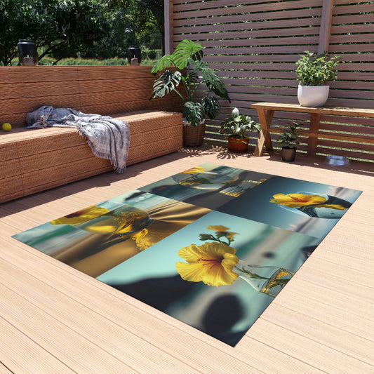 Outdoor Rug  Yellow Hibiscus glass 5