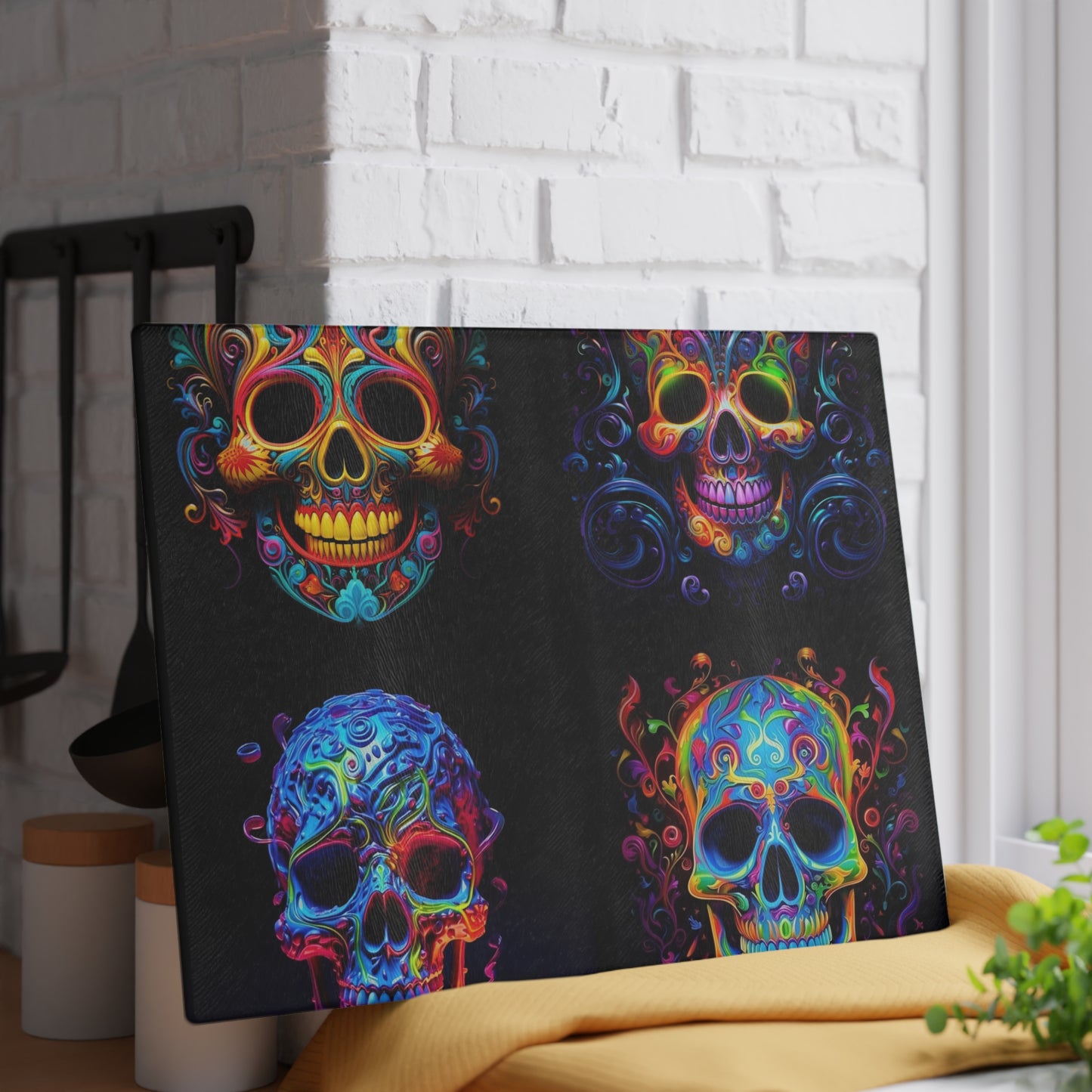 Glass Cutting Board Macro Skull Color 5