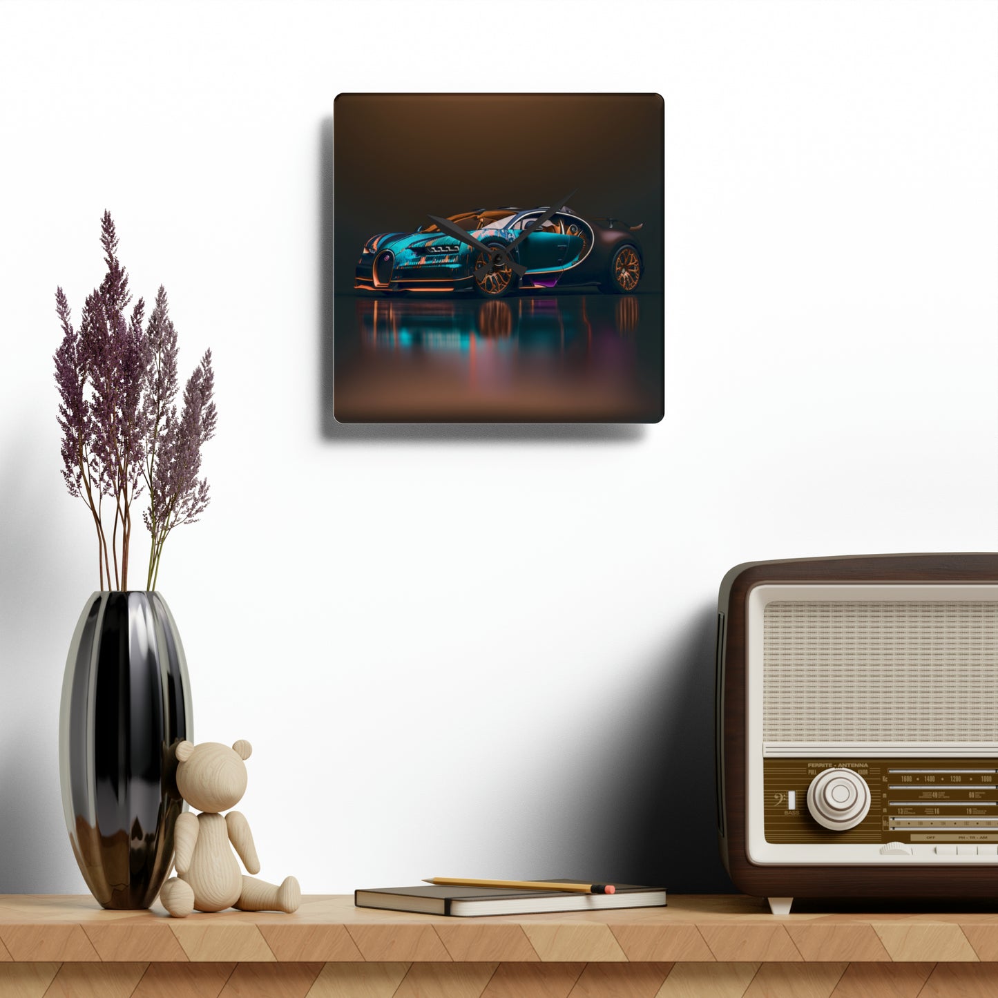 Acrylic Wall Clock Bugatti Blue 2