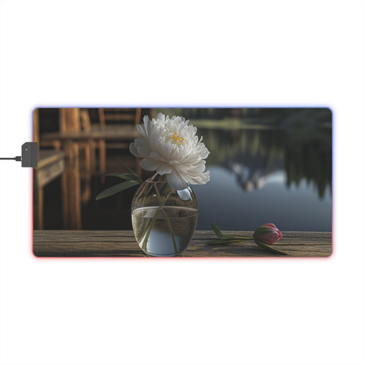 LED Gaming Mouse Pad White Peony glass vase 4