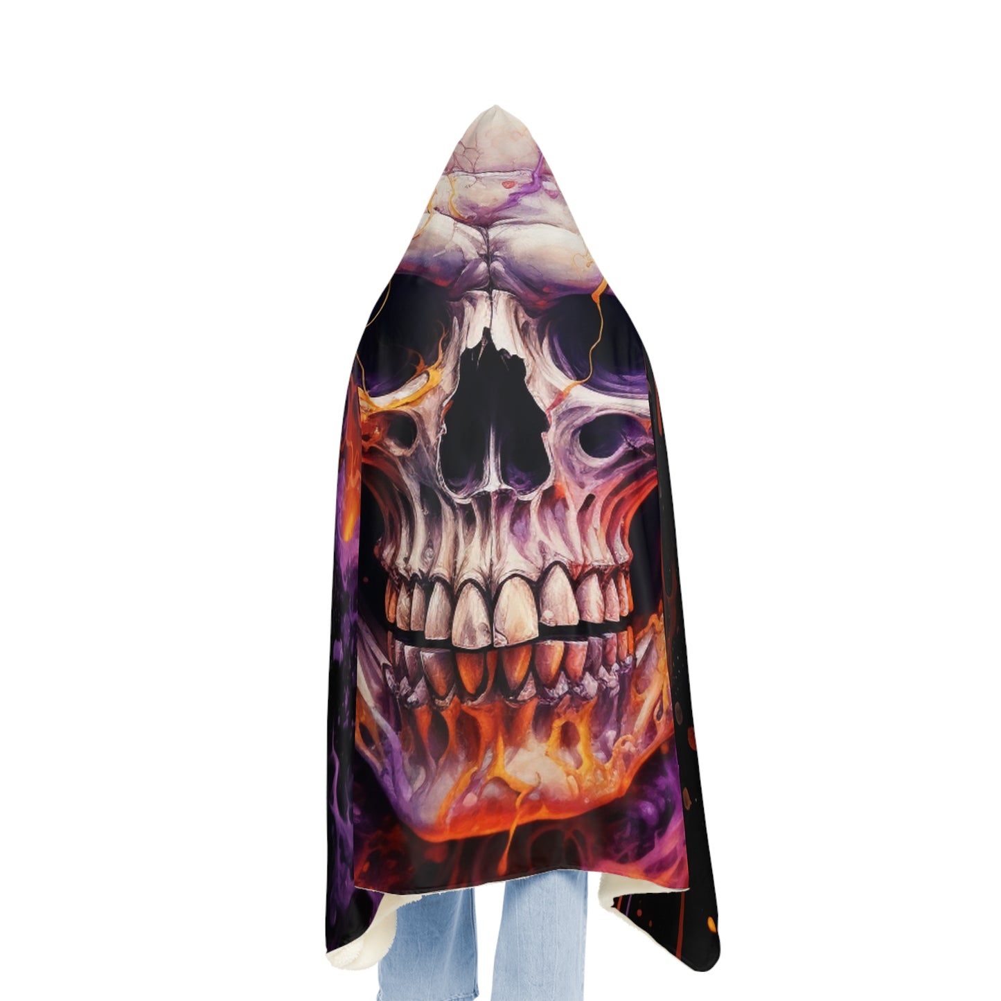 Snuggle Hooded Blanket Skull Flames 2
