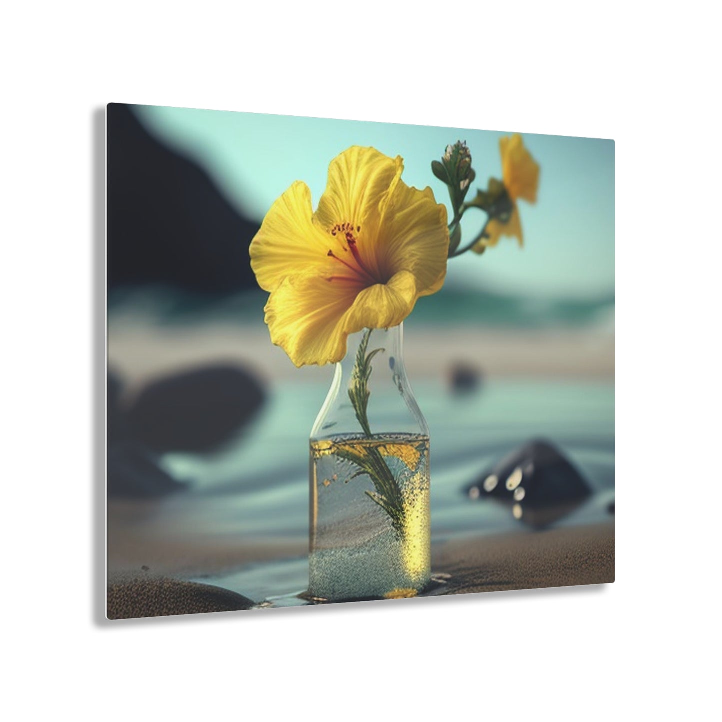 Acrylic Prints Yellow Hibiscus glass 3