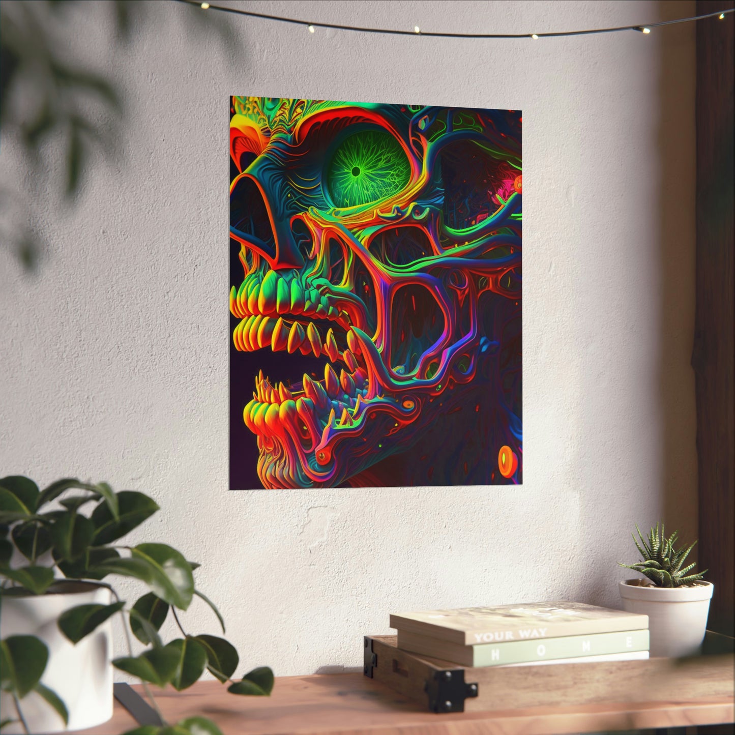 Premium Matte Vertical Posters Florescent Skull Death 1