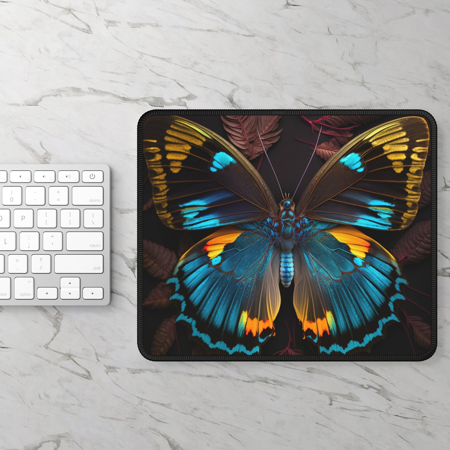 Gaming Mouse Pad  Neon Butterfly Flair 1