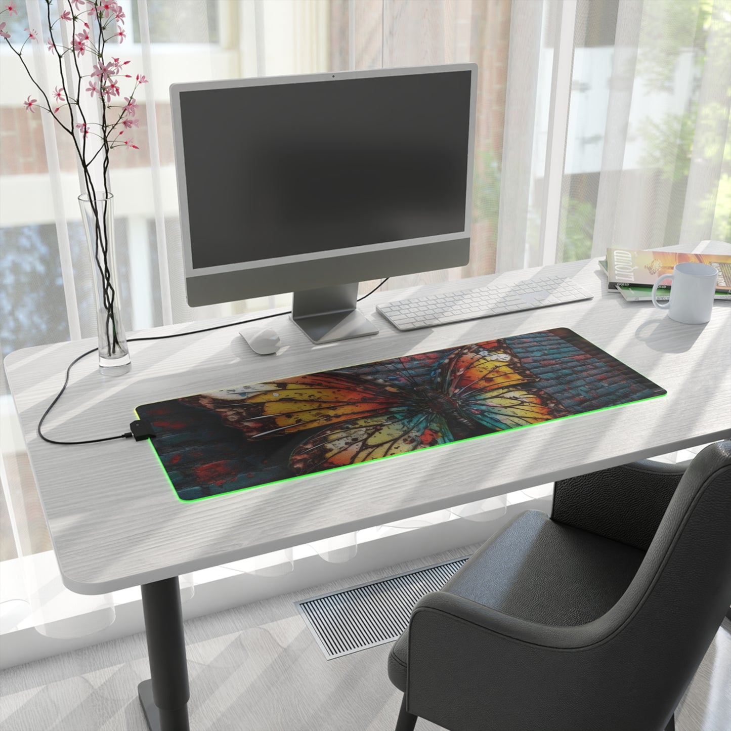 LED Gaming Mouse Pad Liquid Street Butterfly 2