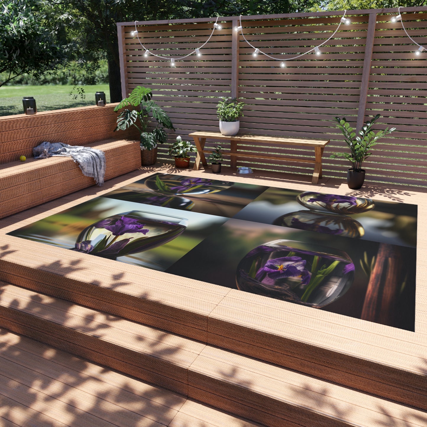 Outdoor Rug  Purple Iris in a vase 5