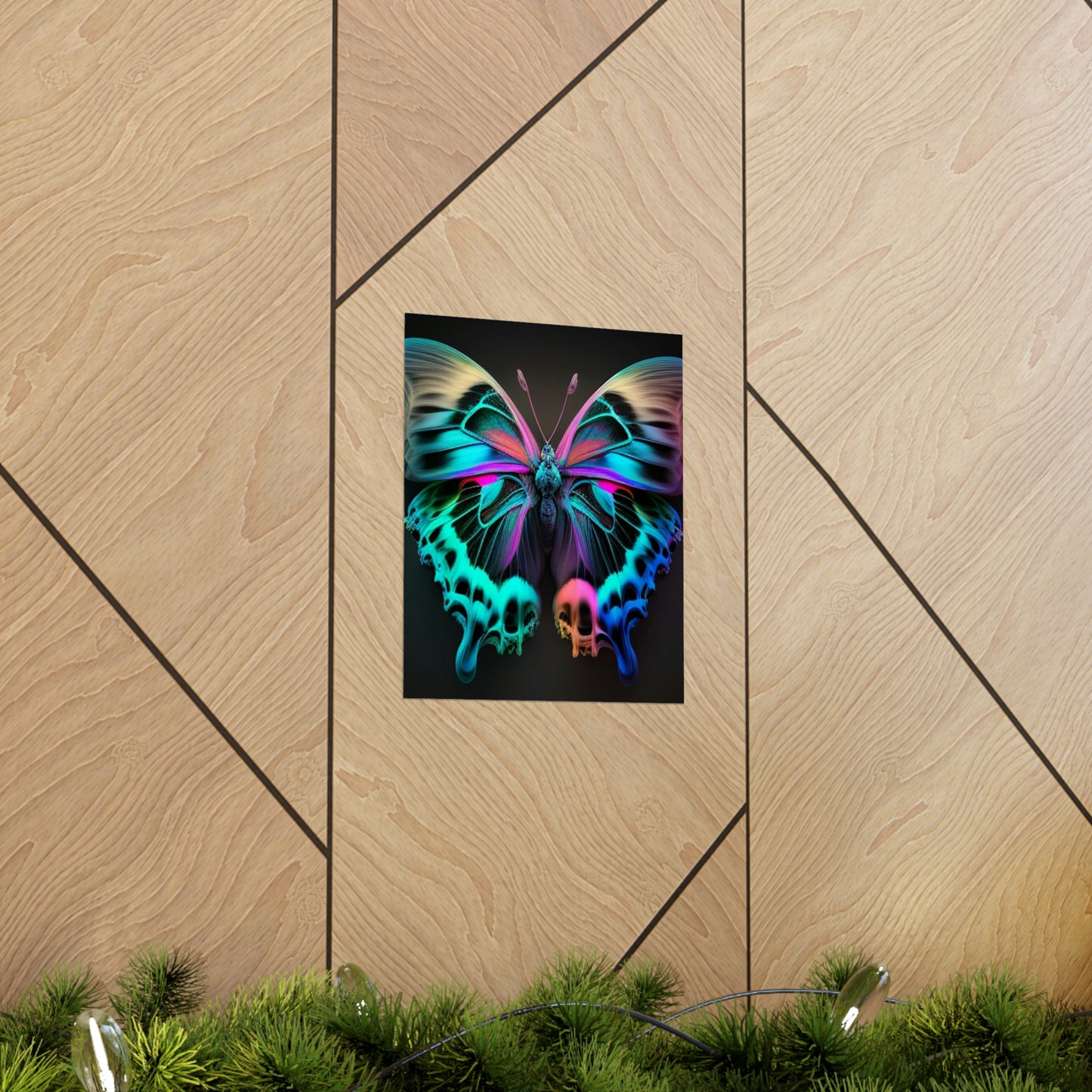 Premium Matte Vertical Posters Neon Butterfly Fusion 2