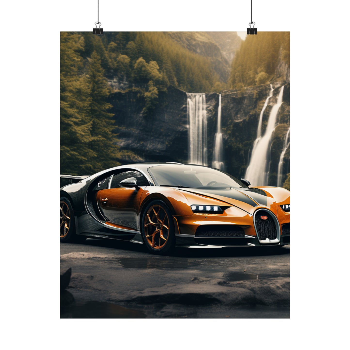 Premium Matte Vertical Posters Bugatti Waterfall 3