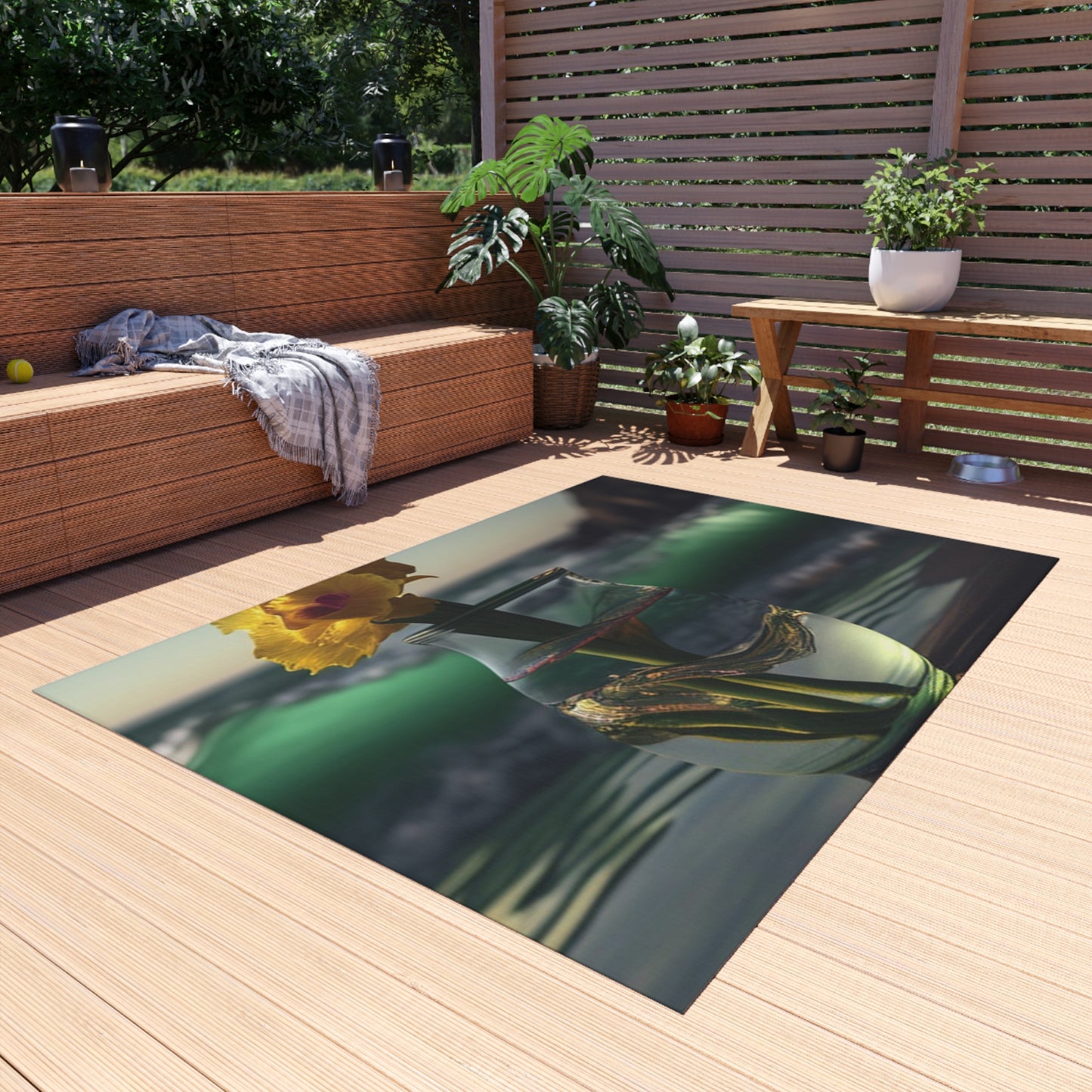 Outdoor Rug  Yellow Gladiolus glass 1