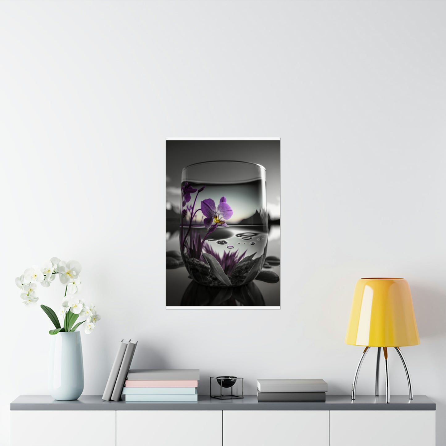 Premium Matte Vertical Posters Purple Orchid Glass vase 2