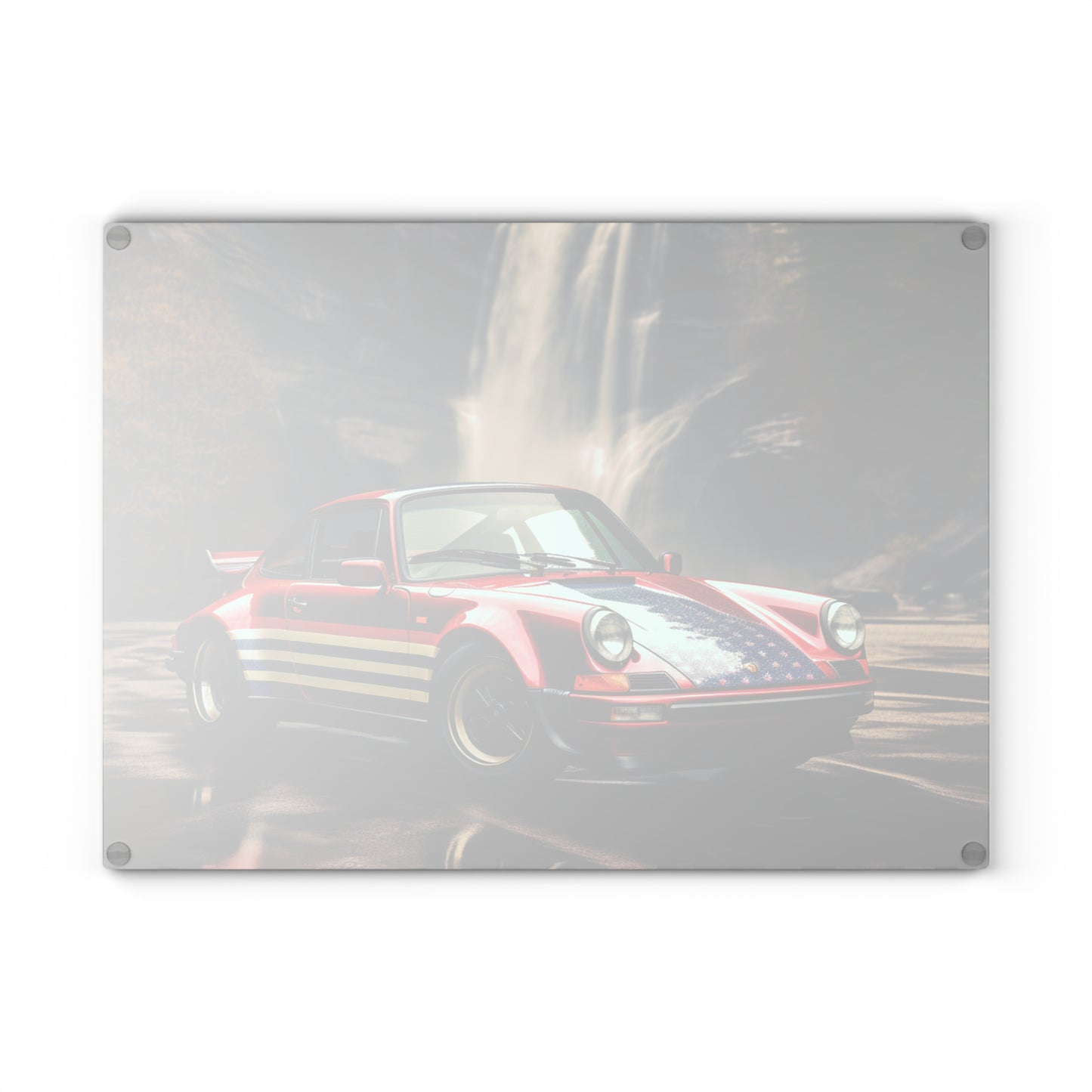 Glass Cutting Board American Flag Porsche Abstract 1