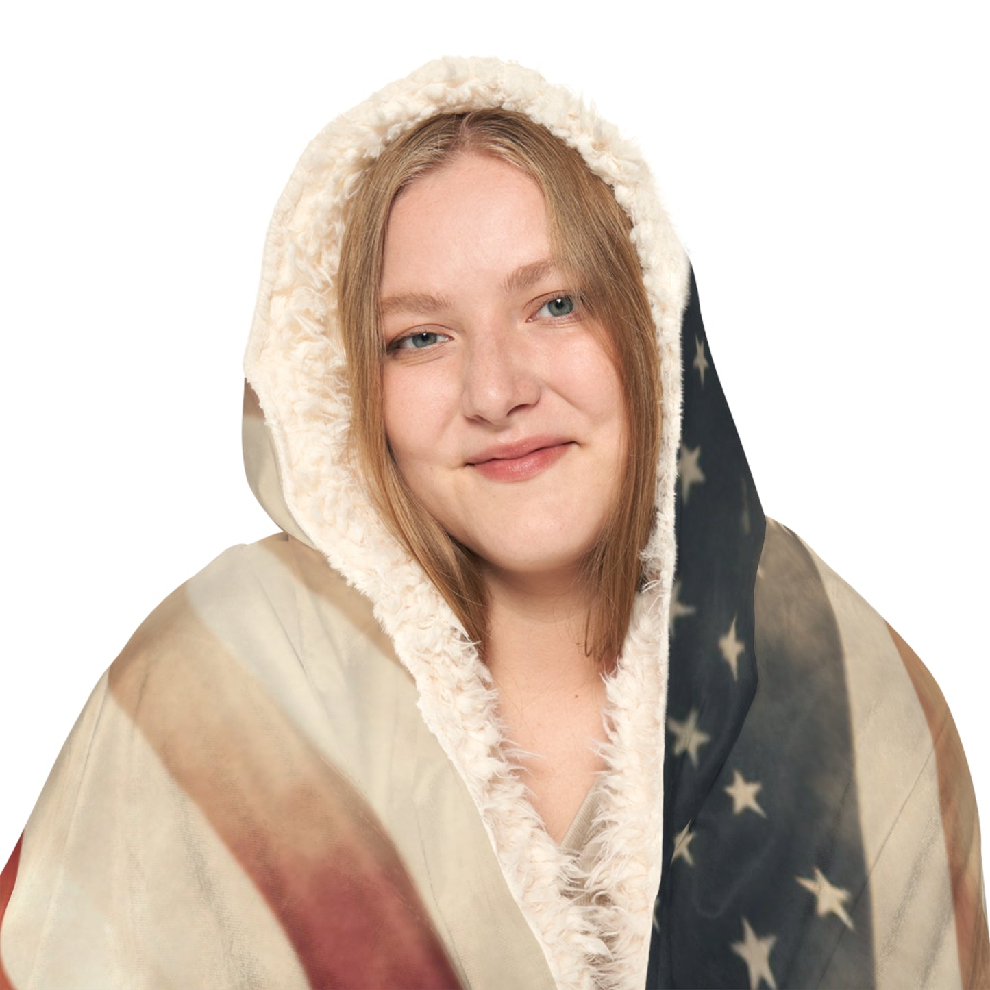 Snuggle Hooded Blanket American Flag Background Bugatti 2