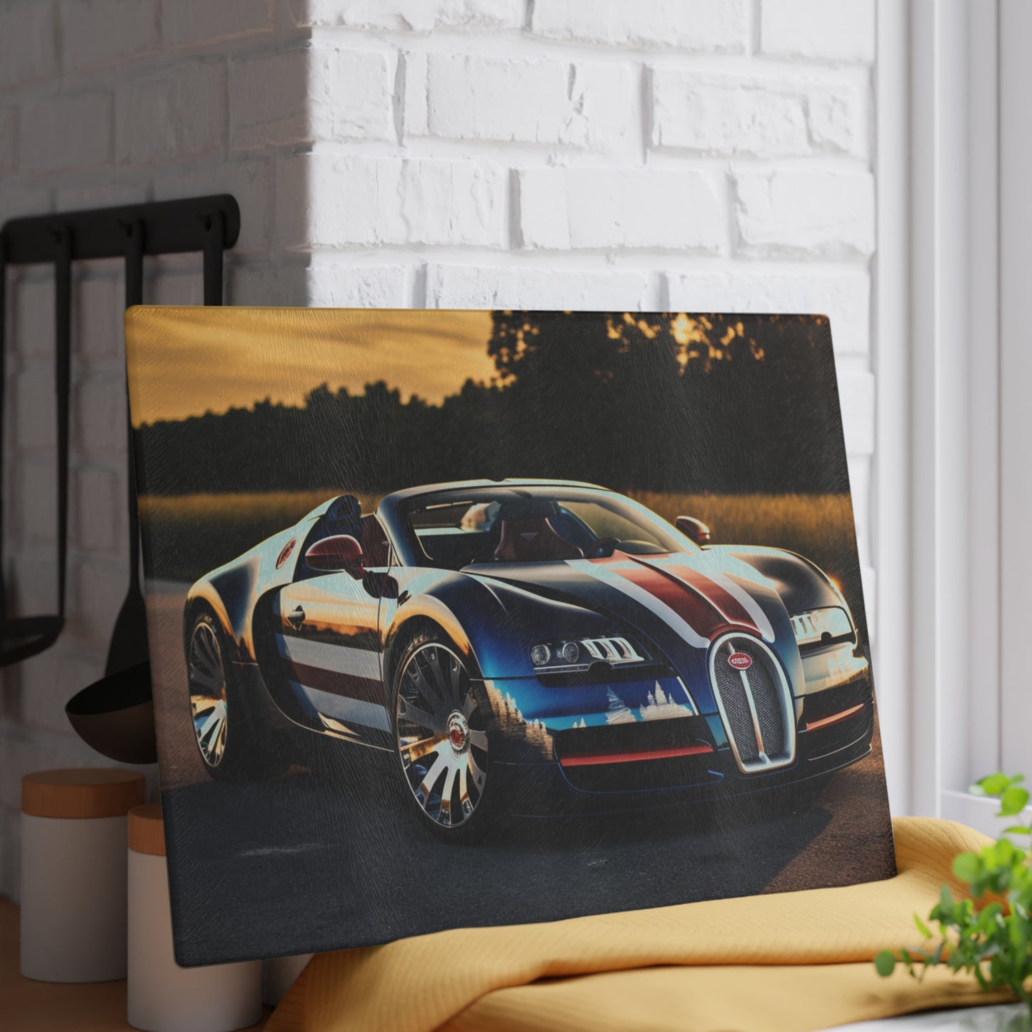 Glass Cutting Board Bugatti Flag American 3