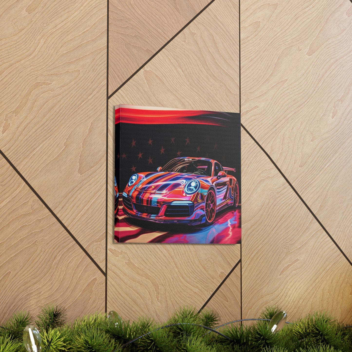 Canvas Gallery Wraps American Flag Colored Porsche 2