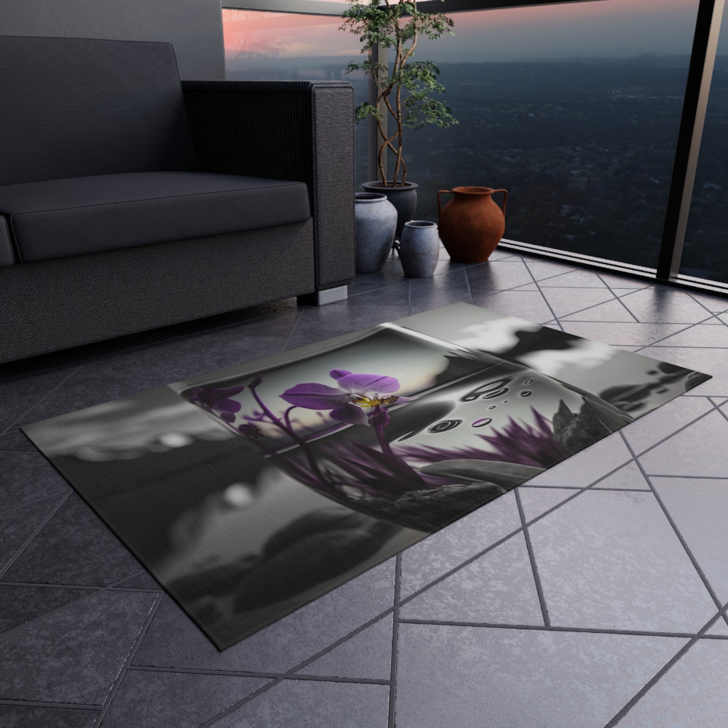 Outdoor Rug  Purple Orchid Glass vase 2