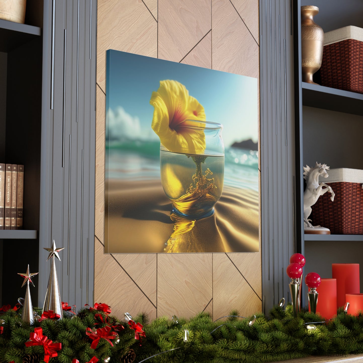 Canvas Gallery Wraps Yellow Hibiscus glass 1