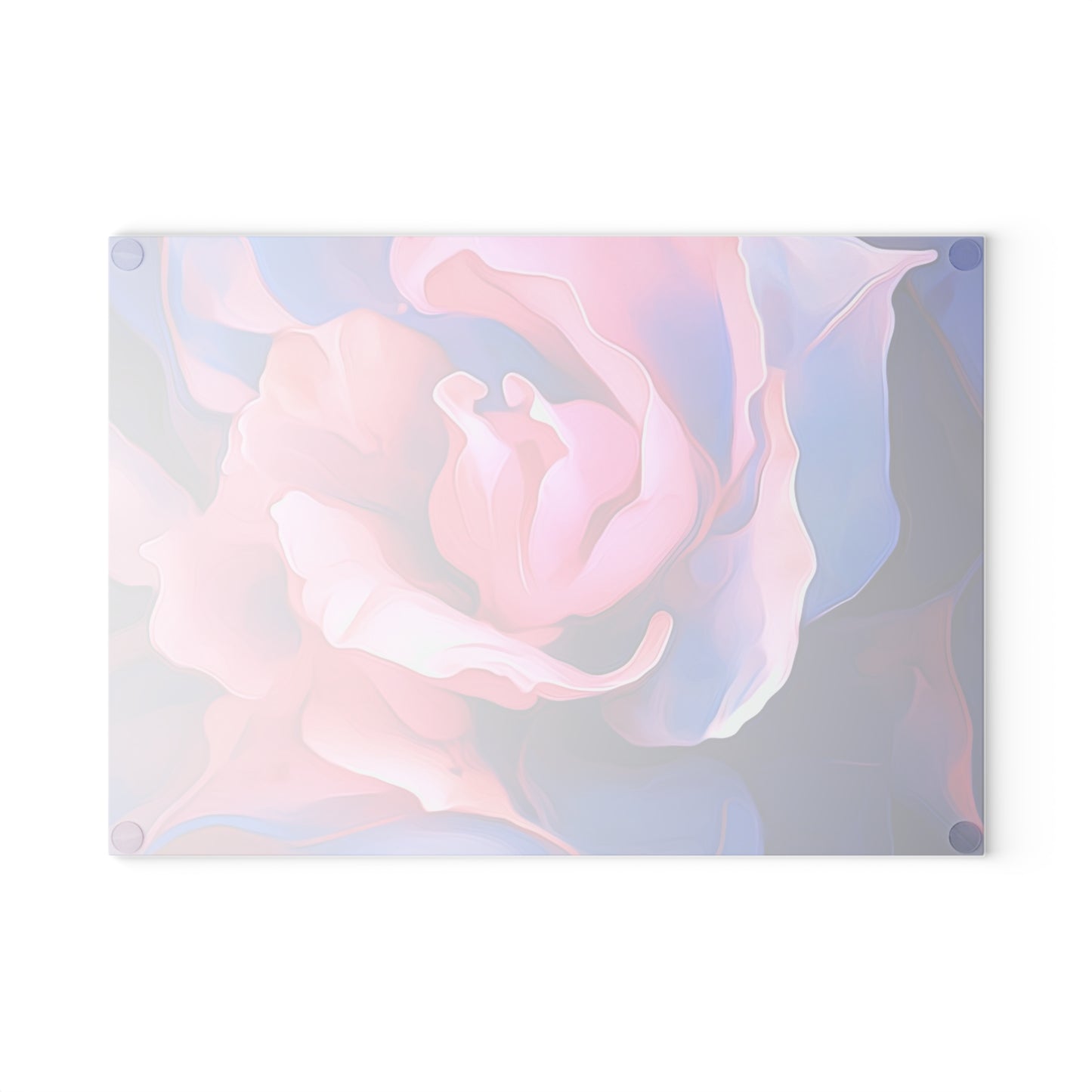 Glass Cutting Board Pink & Blue Tulip Rose 1