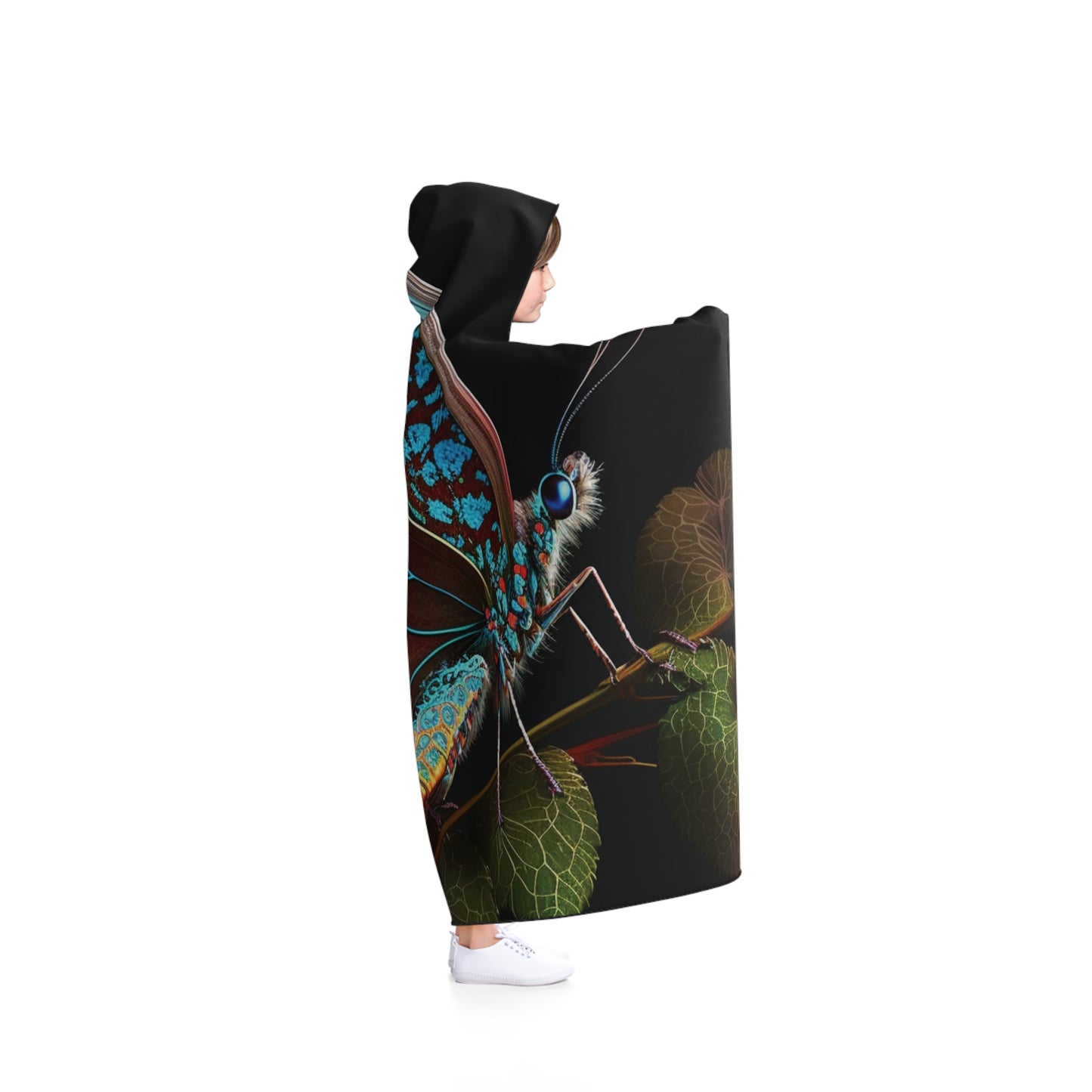 Hooded Blanket Hue Neon Butterfly 2