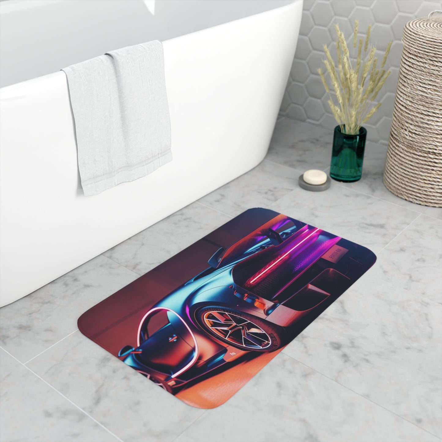 Memory Foam Bath Mat Hyper Bugatti Neon Chiron 2