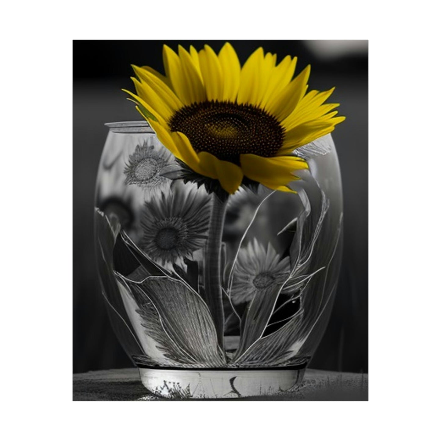 Premium Matte Vertical Posters Yellw Sunflower in a vase 1