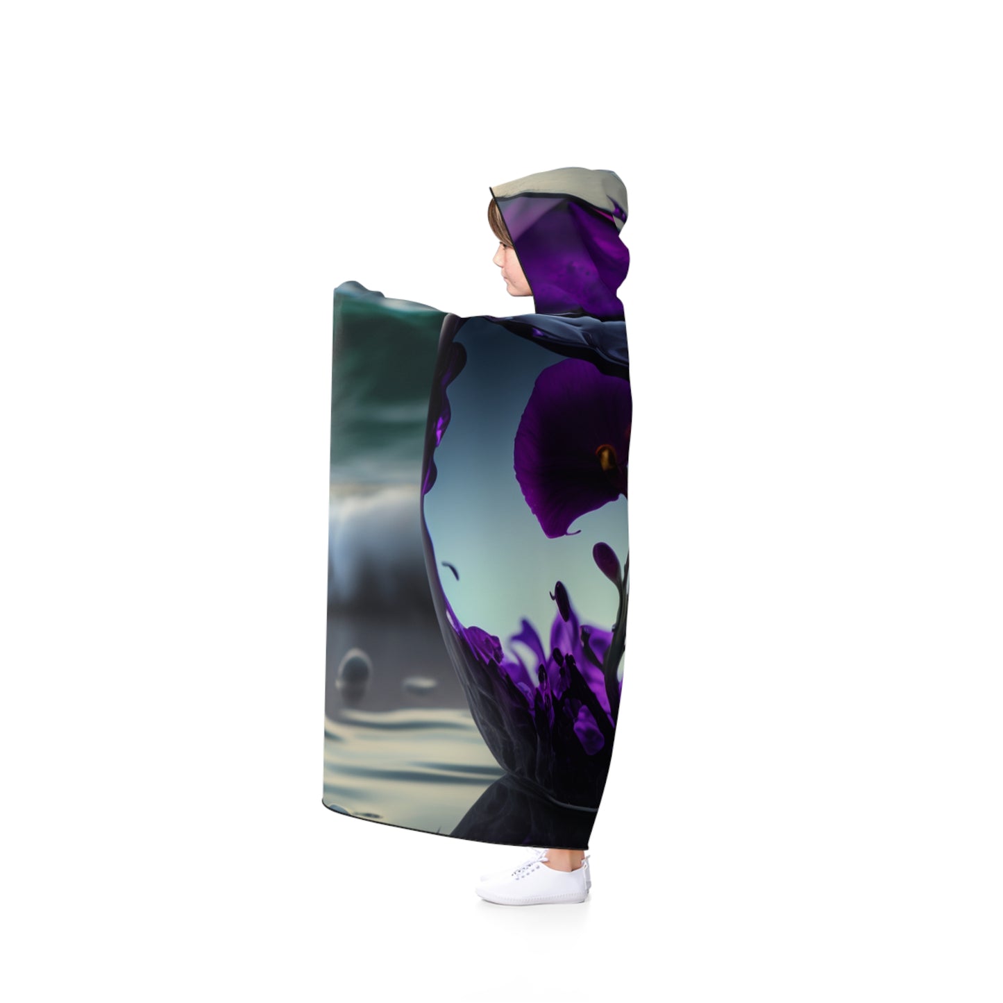 Hooded Blanket Purple Sweet pea in a vase 4