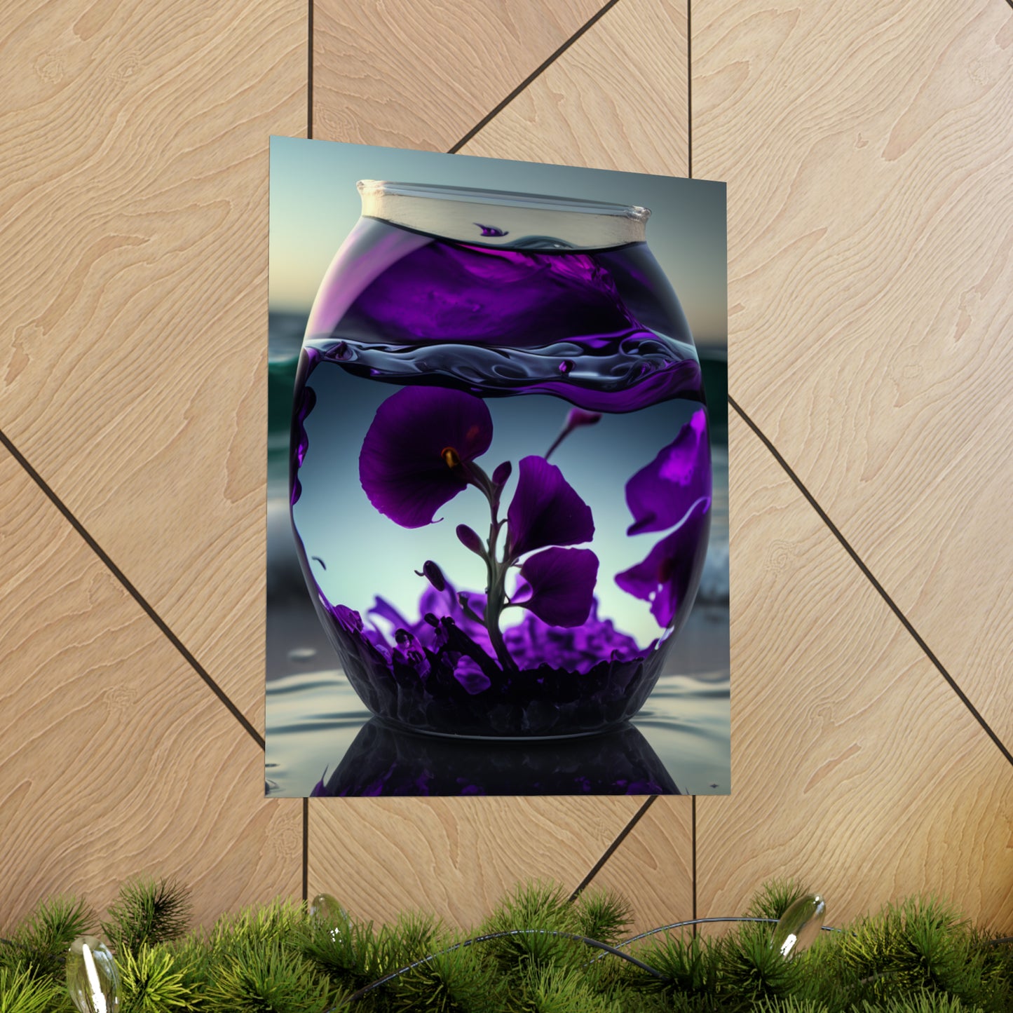 Premium Matte Vertical Posters Purple Sweet pea in a vase 4