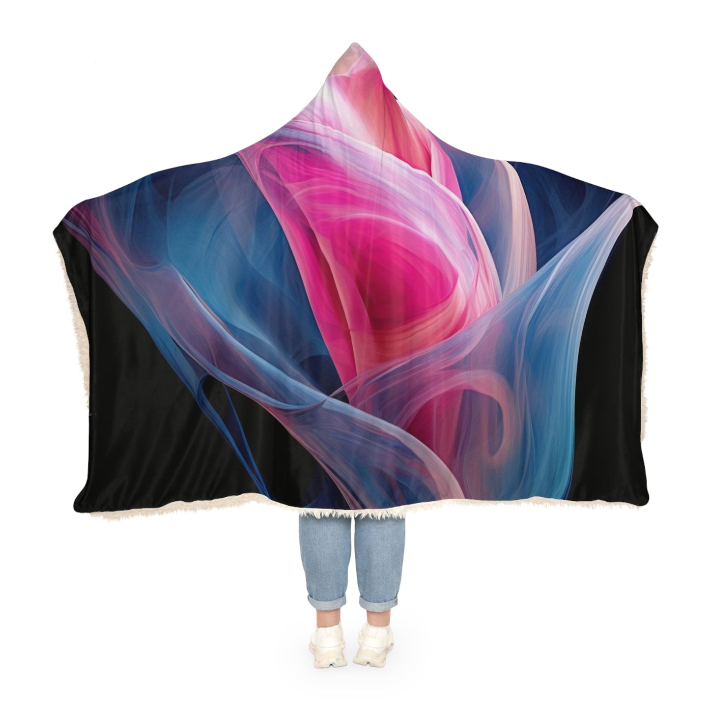 Snuggle Hooded Blanket Pink & Blue Tulip Rose 3