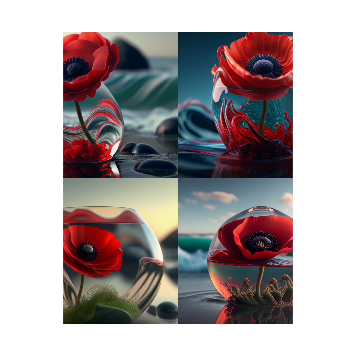 Premium Matte Vertical Posters Red Anemone in a Vase 5