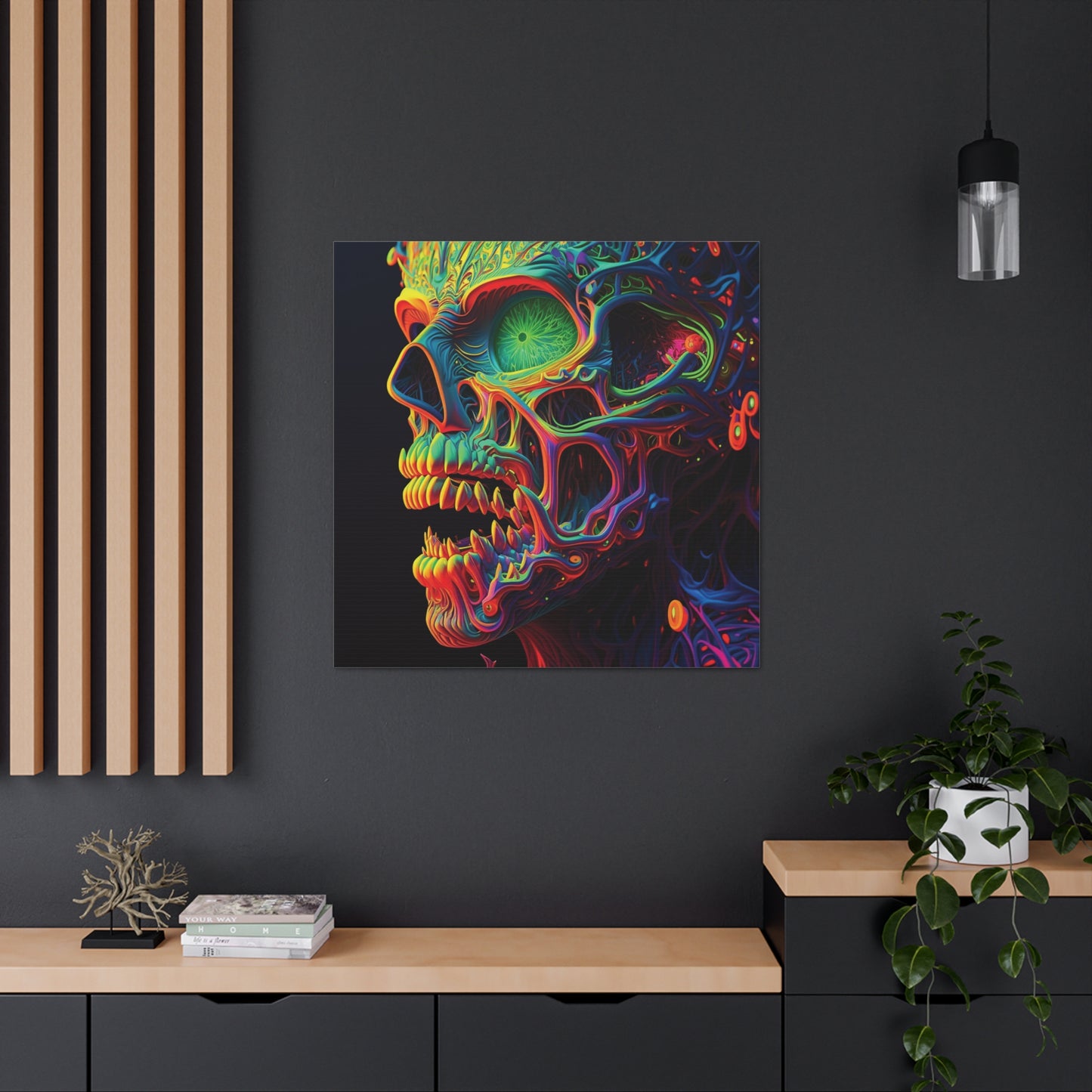 Canvas Gallery Wraps Florescent Skull Death 1