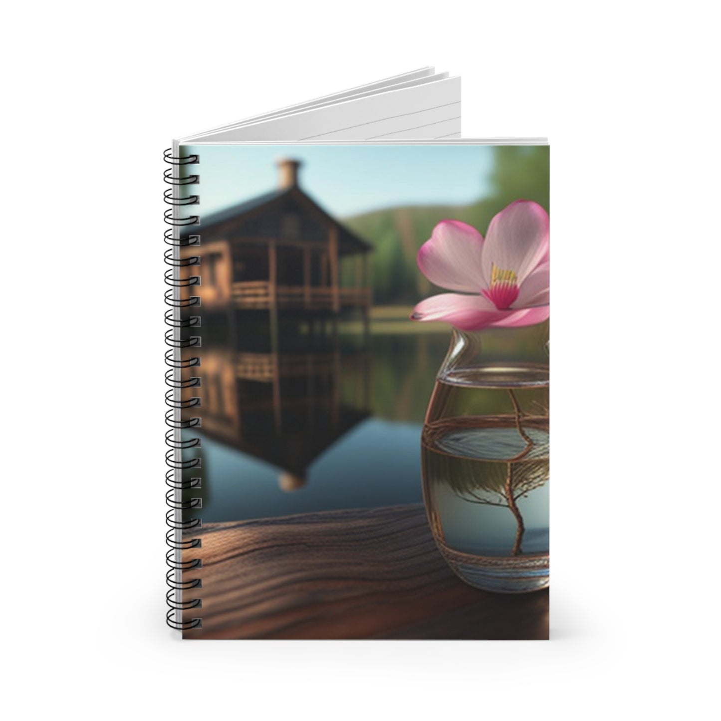 Spiral Notebook - Ruled Line Magnolia in a Glass vase 1