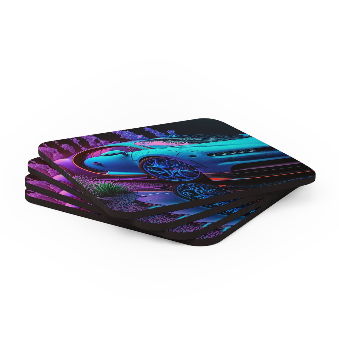 Corkwood Coaster Set Bugatti Neon Chiron 2