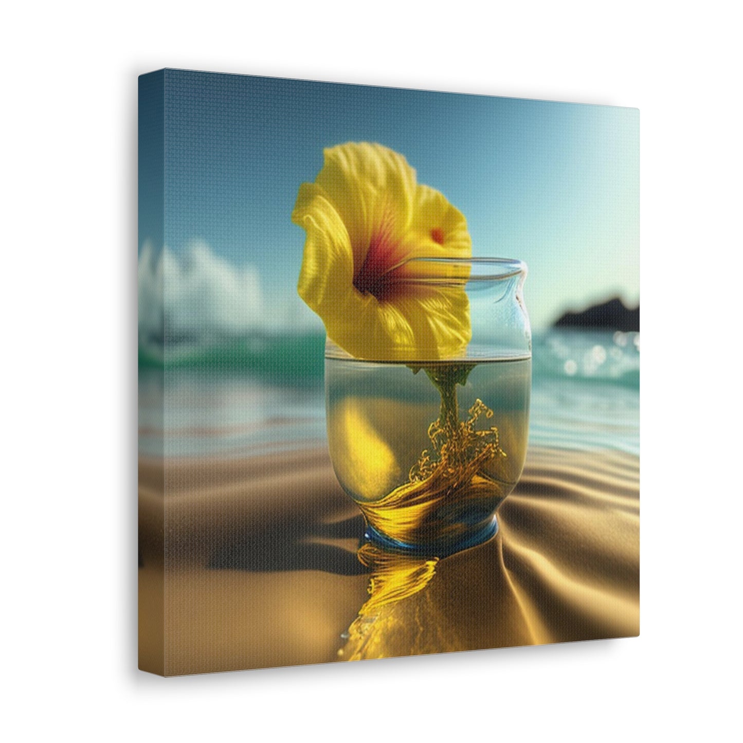 Canvas Gallery Wraps Yellow Hibiscus glass 1