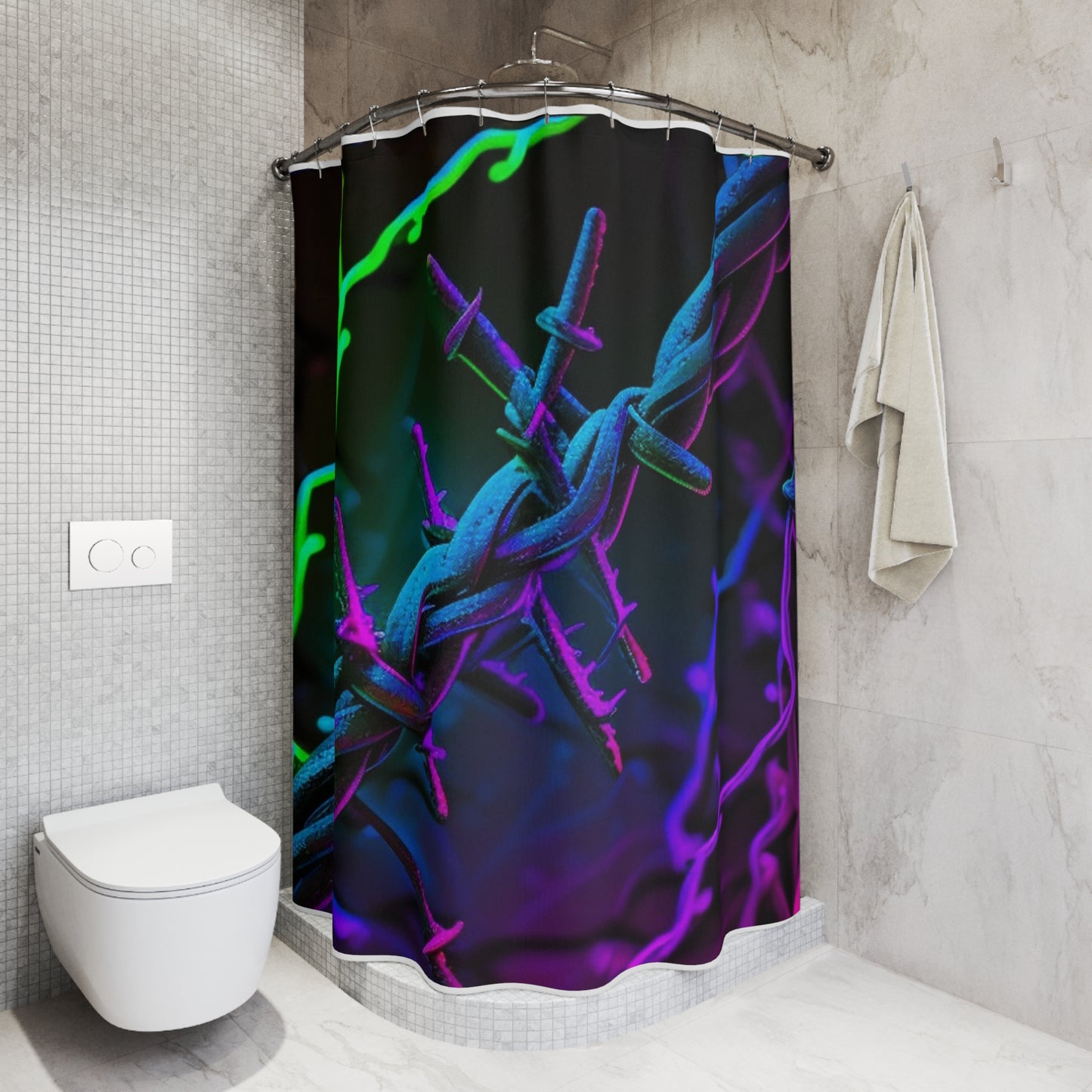Polyester Shower Curtain Macro Neon Barbs 4