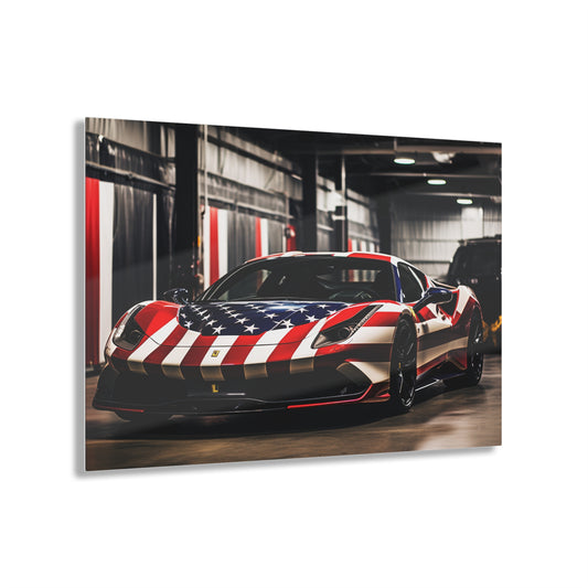 Acrylic Prints American Flag Farrari 3